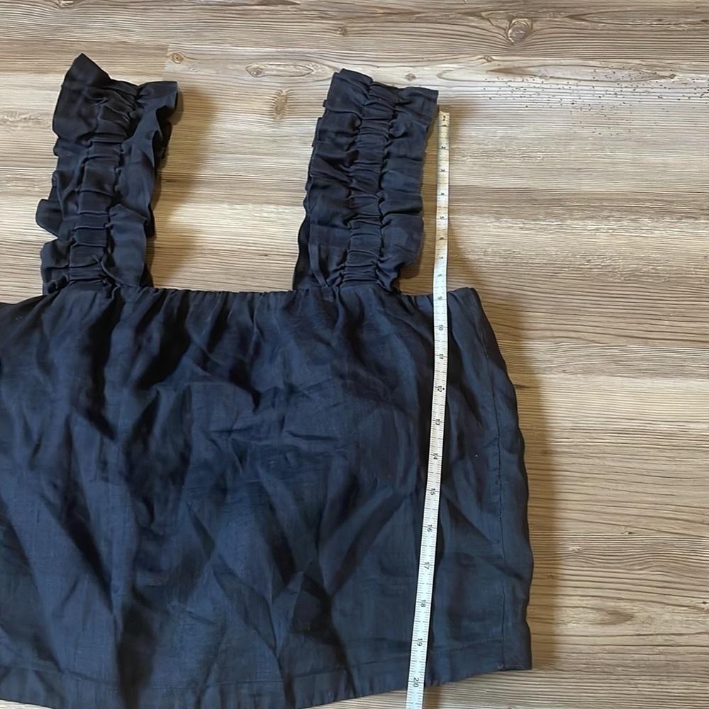 Frame Ruffle Strap Sleeveless Top Black womens XS Feminine Lightweight Lined - Picture 9 of 12